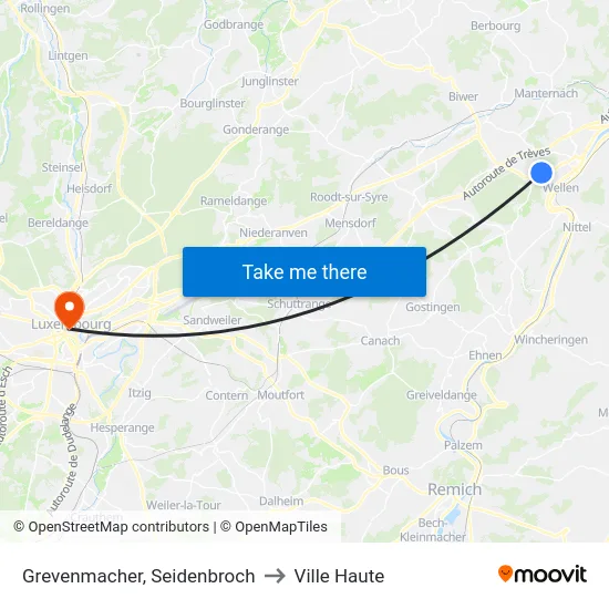 Grevenmacher, Seidenbroch to Ville Haute map