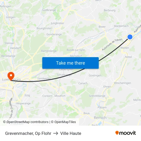 Grevenmacher, Op Flohr to Ville Haute map