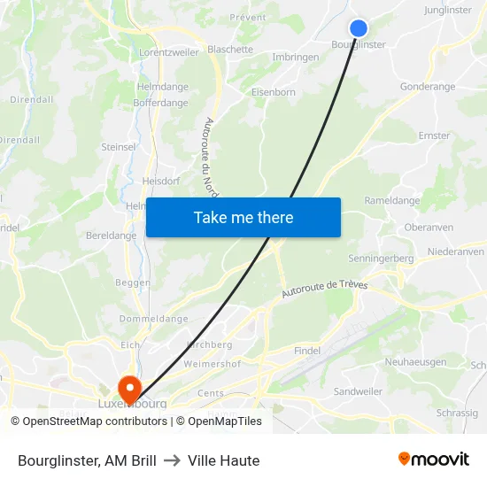 Bourglinster, AM Brill to Ville Haute map