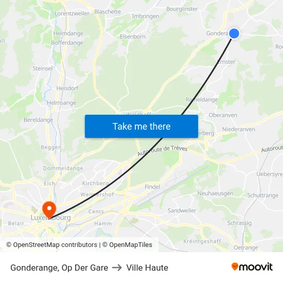 Gonderange, Op Der Gare to Ville Haute map