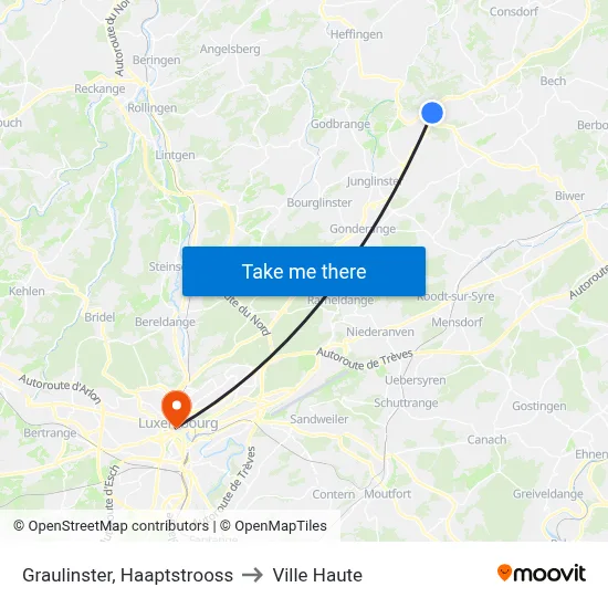 Graulinster, Haaptstrooss to Ville Haute map