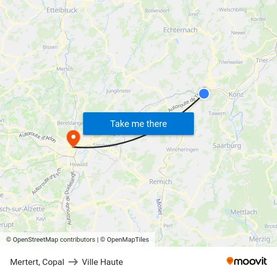 Mertert, Copal to Ville Haute map