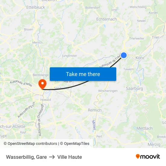 Wasserbillig, Gare to Ville Haute map
