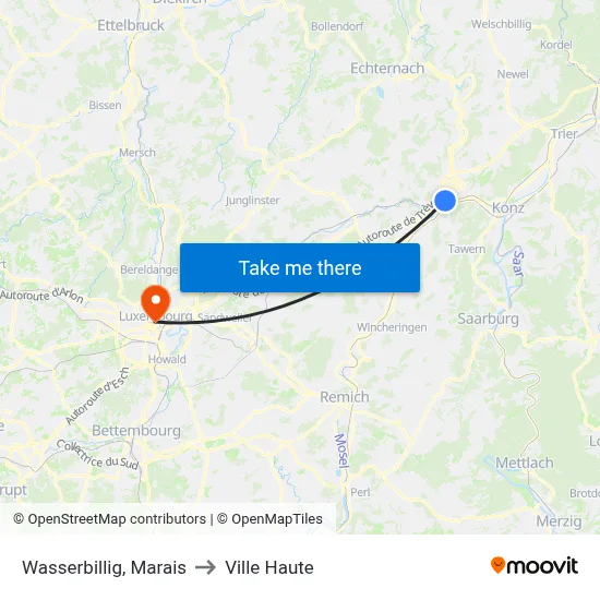 Wasserbillig, Marais to Ville Haute map