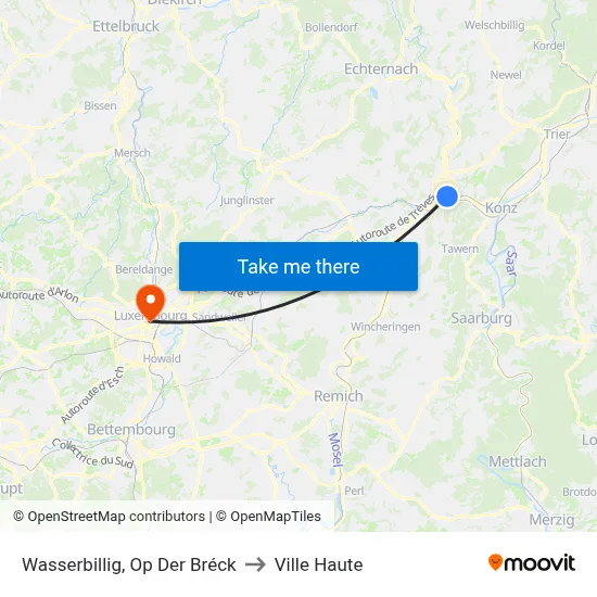 Wasserbillig, Op Der Bréck to Ville Haute map