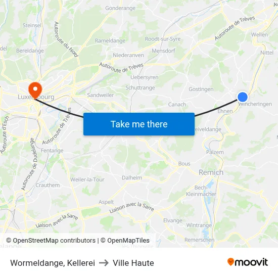 Wormeldange, Kellerei to Ville Haute map