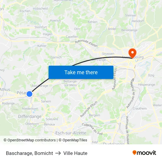 Bascharage, Bomicht to Ville Haute map