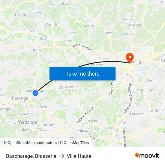 Bascharage, Brasserie to Ville Haute map