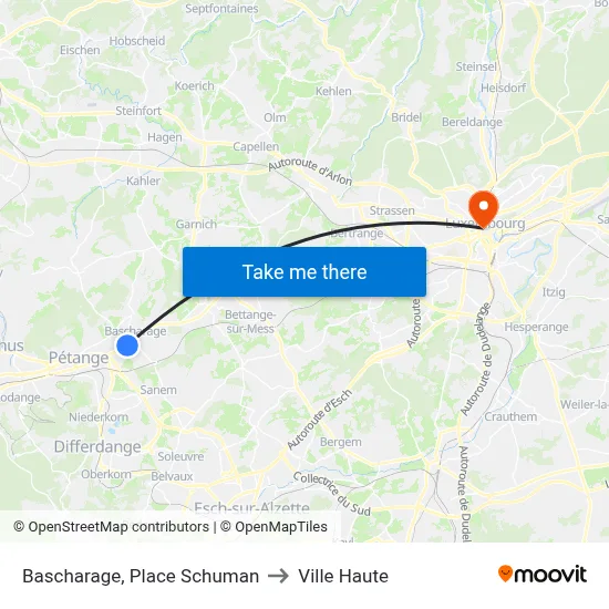 Bascharage, Place Schuman to Ville Haute map