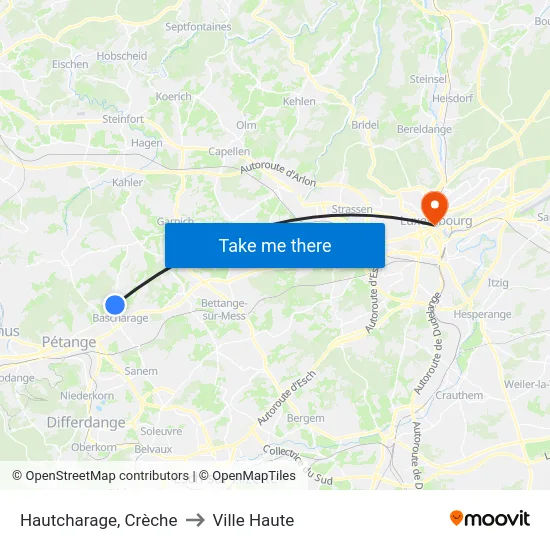 Hautcharage, Crèche to Ville Haute map
