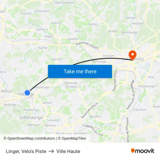 Linger, Velo's Piste to Ville Haute map