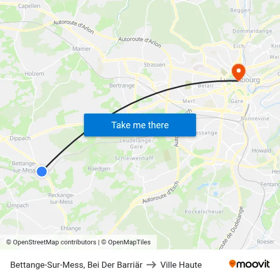 Bettange-Sur-Mess, Bei Der Barriär to Ville Haute map