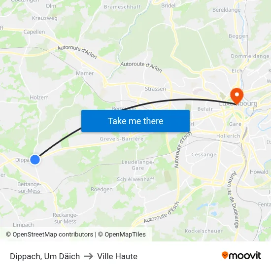 Dippach, Um Däich to Ville Haute map