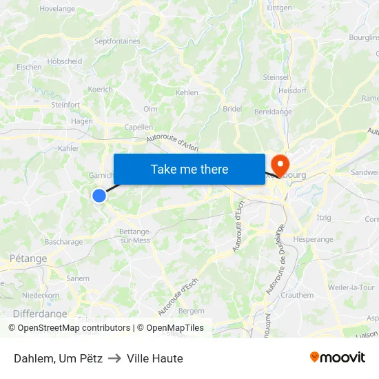 Dahlem, Um Pëtz to Ville Haute map
