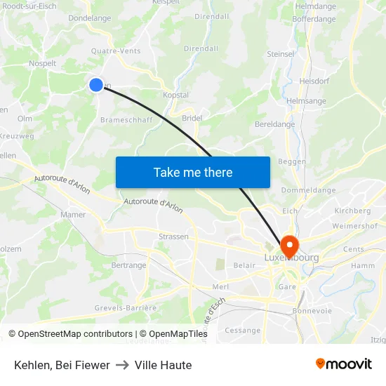 Kehlen, Bei Fiewer to Ville Haute map
