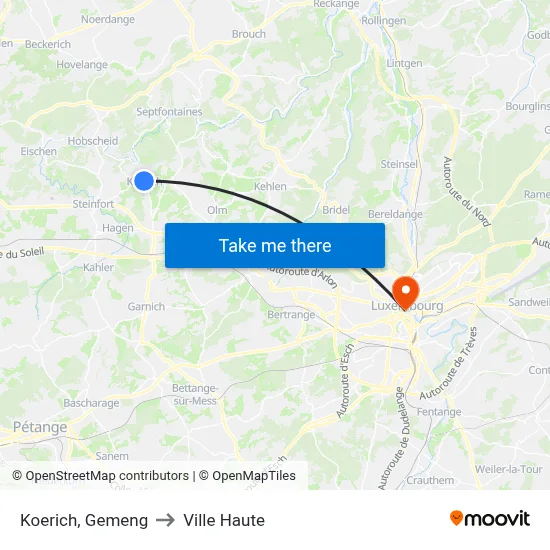 Koerich, Gemeng to Ville Haute map