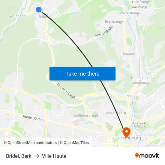 Bridel, Berk to Ville Haute map