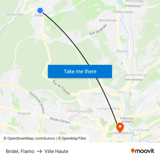 Bridel, Flamo to Ville Haute map