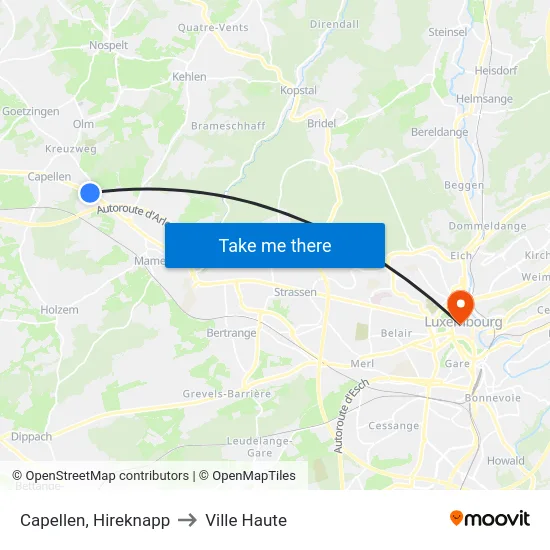 Capellen, Hireknapp to Ville Haute map