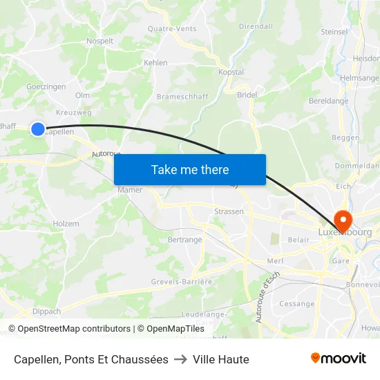 Capellen, Ponts Et Chaussées to Ville Haute map