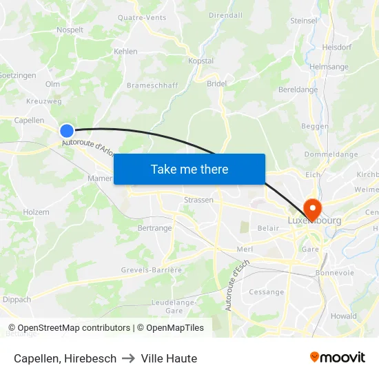 Capellen, Hirebesch to Ville Haute map