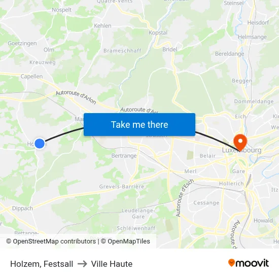 Holzem, Festsall to Ville Haute map