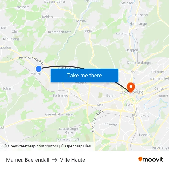 Mamer, Baerendall to Ville Haute map