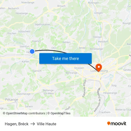 Hagen, Bréck to Ville Haute map