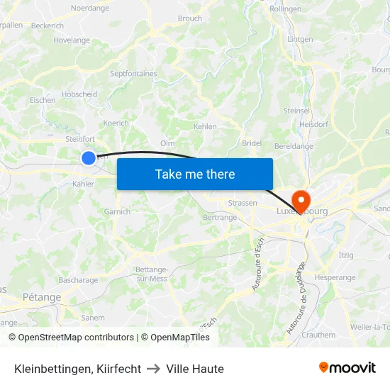 Kleinbettingen, Kiirfecht to Ville Haute map