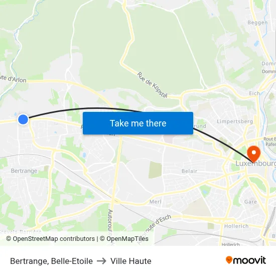 Bertrange, Belle-Etoile to Ville Haute map
