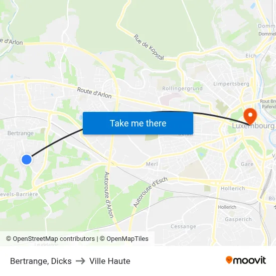 Bertrange, Dicks to Ville Haute map