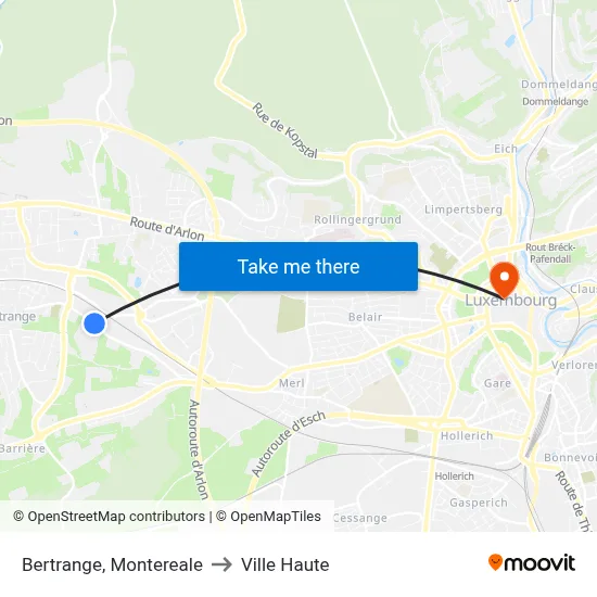 Bertrange, Montereale to Ville Haute map