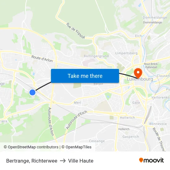Bertrange, Richterwee to Ville Haute map
