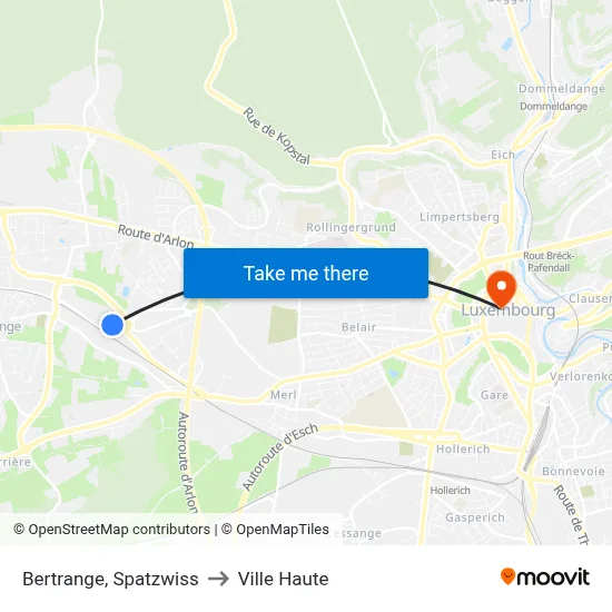 Bertrange, Spatzwiss to Ville Haute map