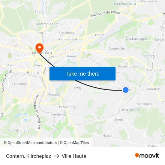 Contern, Kiircheplaz to Ville Haute map