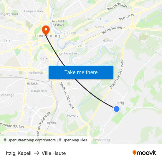 Itzig, Kapell to Ville Haute map