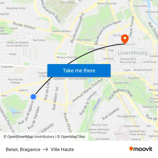 Belair, Bragance to Ville Haute map