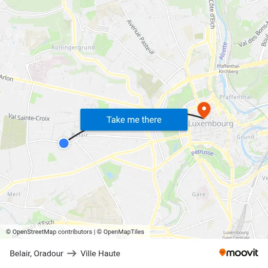 Belair, Oradour to Ville Haute map