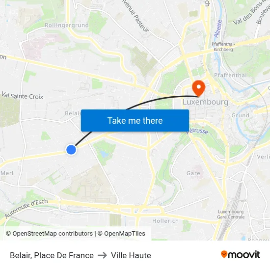 Belair, Place De France to Ville Haute map