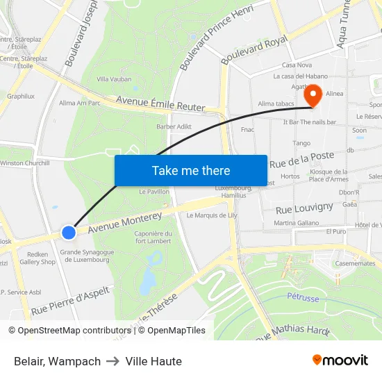 Belair, Wampach to Ville Haute map