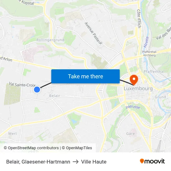 Belair, Glaesener-Hartmann to Ville Haute map