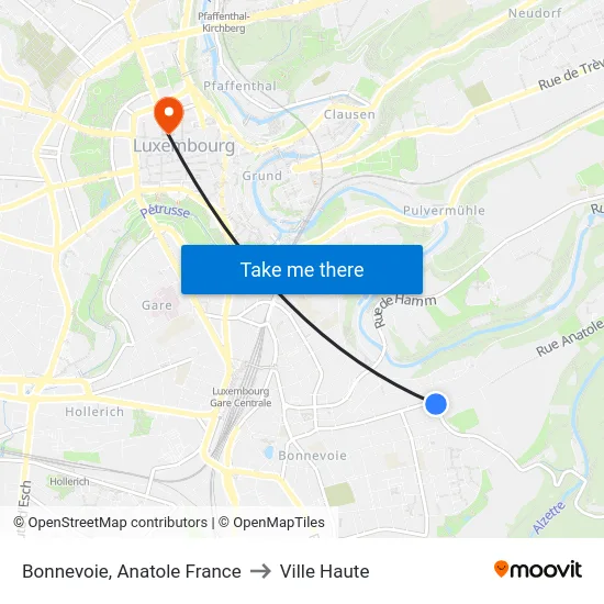 Bonnevoie, Anatole France to Ville Haute map