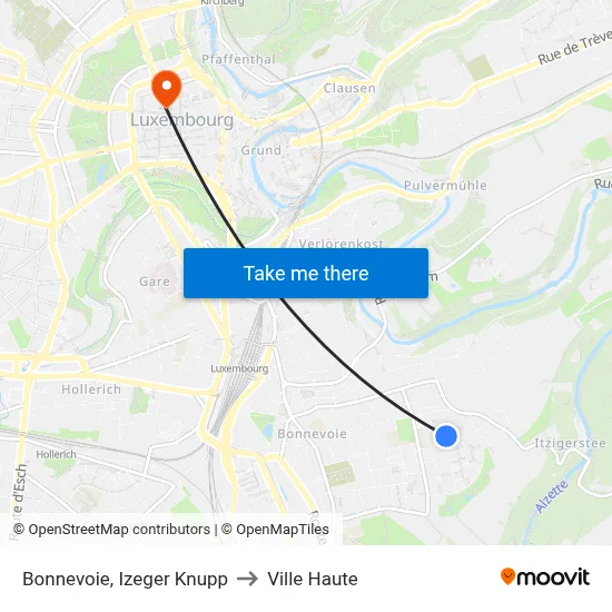 Bonnevoie, Izeger Knupp to Ville Haute map