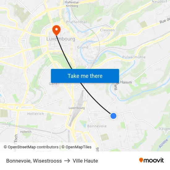 Bonnevoie, Wisestrooss to Ville Haute map