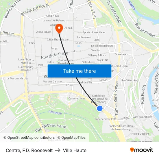 Centre, F.D. Roosevelt to Ville Haute map