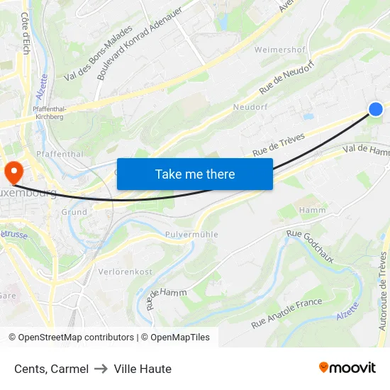 Cents, Carmel to Ville Haute map