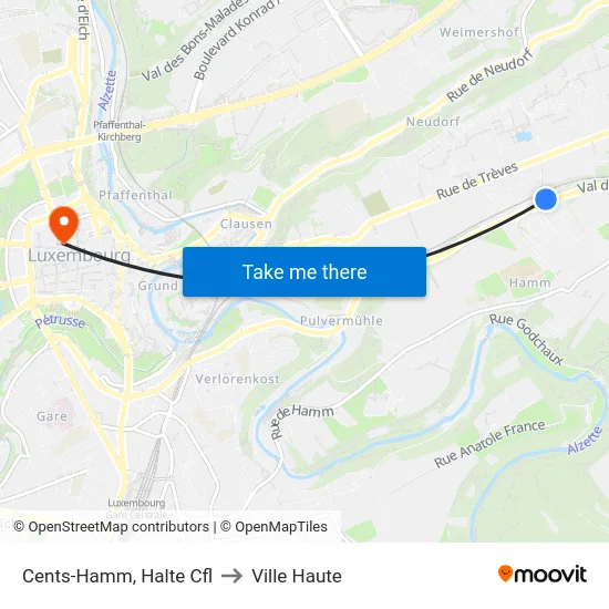 Cents-Hamm, Halte Cfl to Ville Haute map