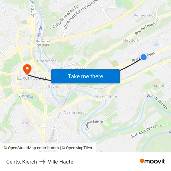 Cents, Kierch to Ville Haute map