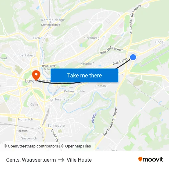 Cents, Waassertuerm to Ville Haute map