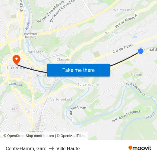 Cents-Hamm, Gare to Ville Haute map